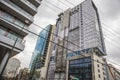 Downtown Atlanta men on scaffolding working on a building Royalty Free Stock Photo