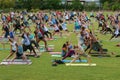 Dozens Of People Stretch At Free Outdoor Atlanta Yoga Class