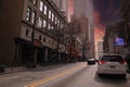 Traffic downtown Atlanta with people Royalty Free Stock Photo