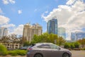 Traffic in motion and the cityscape of Buckhead