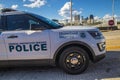 View of a Homeland Security vehicle downtown Atlanta with the city skyline in the background