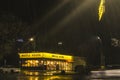 Waffle House downtown Atlanta at night in the rain