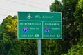 Atlanta Georgia Airport Interstate Directional Sign Royalty Free Stock Photo