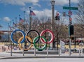 Olympic Rings in Atlanta Centennial Olympic Park Royalty Free Stock Photo