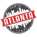 Atlanta Georgia Round. Travel Stamp Icon Skyline City Design Vector Seal Badge Illustration. Royalty Free Stock Photo