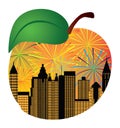 Atlanta Georgia Skyline Fireworks Inside Peach vector Illustration Royalty Free Stock Photo