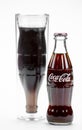 Atlanta, Georgia, USA April 1, 2020: closeup glass cup with shape in form of inverted contour bottle of Coca-Cola and