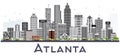 Atlanta Georgia USA City Skyline with Gray Buildings Isolated on Royalty Free Stock Photo