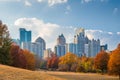 Atlanta, Georgia, USA midtown skyline from Piedmont Park in autumn