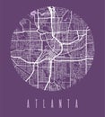 Atlanta map poster. Decorative design street map of Atlanta city, cityscape aria panorama Royalty Free Stock Photo