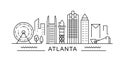 Atlanta minimal style City Outline Skyline with Typographic. Vector cityscape with famous landmarks. Illustration for Royalty Free Stock Photo
