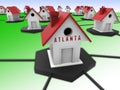 Atlanta Real Estate Houses Represent Housing Investment And Ownership 3d Illustration