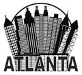 Atlanta Skyline Circle Black and White Vector Illu