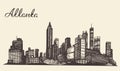 Atlanta skyline engraved hand drawn sketch Royalty Free Stock Photo