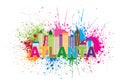 Atlanta Skyline Paint Splatter Colorful Text Illustration