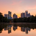 Atlanta Skyline from Piedmont Park's Lake Meer.