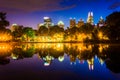 The Atlanta skyline reflecting in Lake Clara Meer in Piedmont Pa Royalty Free Stock Photo