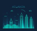 Atlanta skyline trendy vector illustration linear