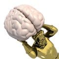 Atlante golden statue with big brain organ instead earth