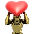 Atlante golden statue with big heart instead earth Royalty Free Stock Photo