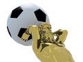 Atlante golden statue with soccer ball instead earth Royalty Free Stock Photo