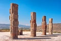 Atlantean figure at the archeological sight in Tula. Mexico Royalty Free Stock Photo