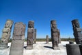 Atlantean figures agaist blue sky at the archeological sight in Royalty Free Stock Photo