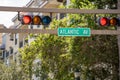 Atlantic Avenue street sign traffic light Delray Beach FL Royalty Free Stock Photo