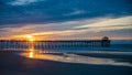 Atlantic beach pier on the North Carolina coast at sunset Royalty Free Stock Photo