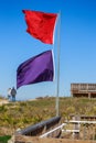 Atlantic Beach Warning Flags Royalty Free Stock Photo