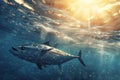 Atlantic blue tuna fish underwater Royalty Free Stock Photo