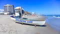 Atlantic city named boat and the beach patrol in Atlantic City New Jersey. Royalty Free Stock Photo