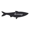 Atlantic herring of Europe fish black silhouette