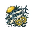 Atlantic Mackerel Fish hand drawn Royalty Free Stock Photo