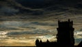 Atlantic Ocean and Belem Tower at sunset Royalty Free Stock Photo