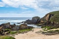 Atlantic ocean cliff coast Punta Frouxeira at Valdovino, La Coruna, Galicia in Spain Royalty Free Stock Photo
