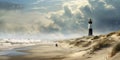 Atlantic Ocean coast dunes fishermen with nets lightho_011