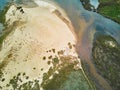 Atlantic ocean coast and estuary of Ruisseau de cires in Saint-Brice, Gironde, France