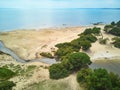 Atlantic ocean coast and estuary of Ruisseau de cires in Saint-Brice, Gironde, France