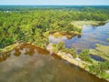 Atlantic ocean coast and estuary of Ruisseau de cires in Saint-Brice, Gironde, France