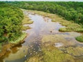 Atlantic ocean coast and estuary of Ruisseau de cires in Saint-Brice, Gironde, France