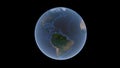 Atlantic Ocean between Europe, Africa and America on the Earth ball, isolated globe, 3D rendering.
