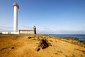 Atlantic ocean lanzarote lighthouse and rock the blue sky Royalty Free Stock Photo