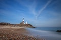 The Atlantic ocean meeting the east coast of Long Island New York - Montauk Lighthouse