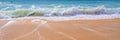 Atlantic ocean, panoramic view of waves on the beach