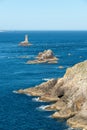 The atlantic ocean at the Pointe du Raz in Cap Sizun, in FinistÃÂ¨re, Britanny France Royalty Free Stock Photo