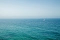 Atlantic ocean, spanish seashoore, yacht on horizon. Beauriful seascape