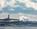 Atlantic Ocean storm Peggys Cove Lighthouse Canada Royalty Free Stock Photo