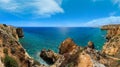 Atlantic ocean summer rocky coastline view (Ponta da Piedade, Lagos, Algarve, Portugal