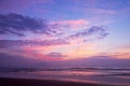 Atlantic ocean sunset with pink and purple sky